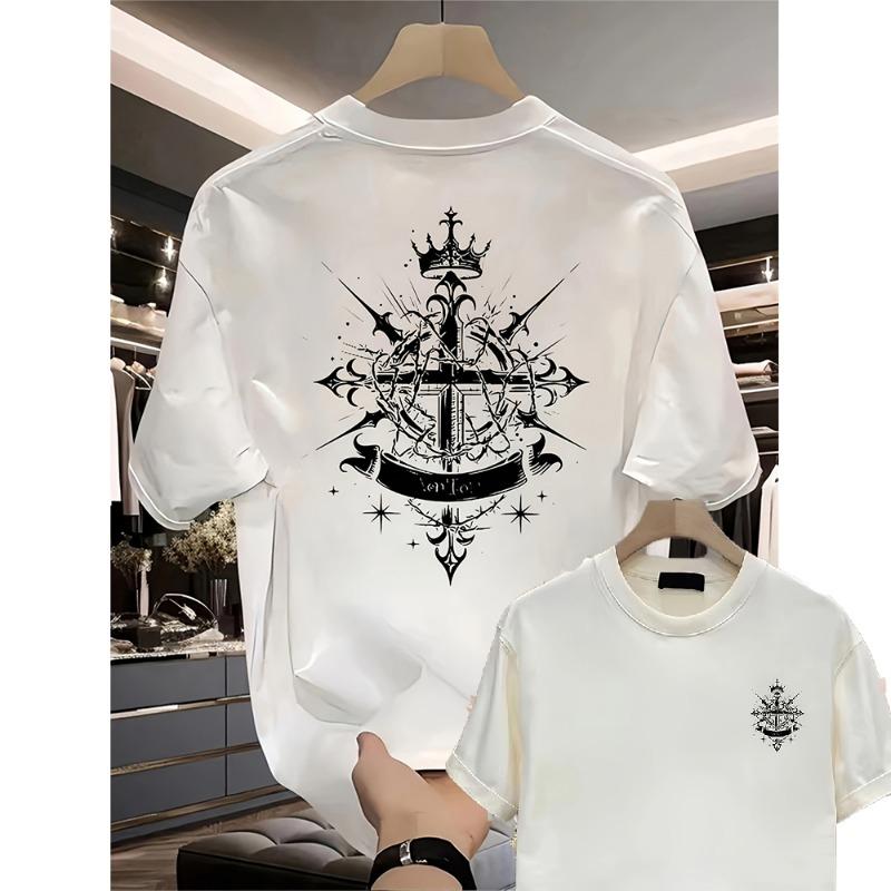 

Harajuku Gothic Style Printed Men s T-shirt Casual Loose Sports Short Sleeved Tops Unisex Cotton T Shirts Summer Street Men Tees XXL білий