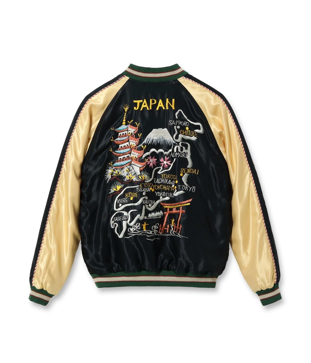 

TAILOR TOYO Sukajan Reversible Acetate Souvenir Jacket [2024 Fall/Winter] (Tailor Toyo) “JAPAN MAP” × “GOLD DRAGON” TT15542-119 (XL, 119) BLACK)