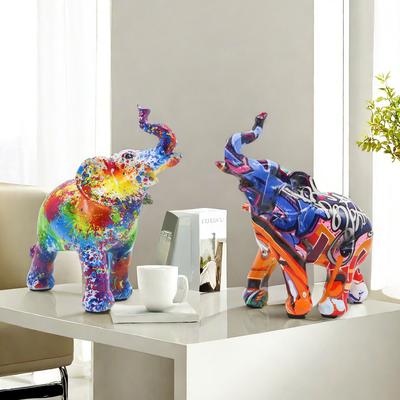 American Retro Colorful Mini Elephant Resin Crafts Home Entrance TV Cabinet Wine Cabinet Decoration Ornament Ornament