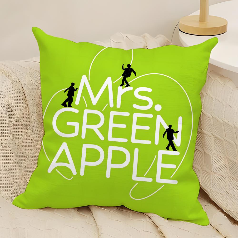 

JPop Mrs GREEN APPLE Pillow Case Natural Linen DoubleSided Printing Sofa Home Decor Cushion Cover 30X30cm