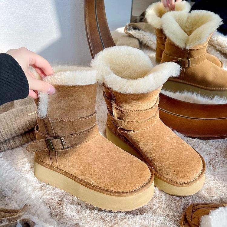 Ziyan Damenschuhe~ Sangpo Schneestiefel mit dicker Sohle 2024 neue Winter Samt verdickt Fell integriert Nordost Baumwollschuhe