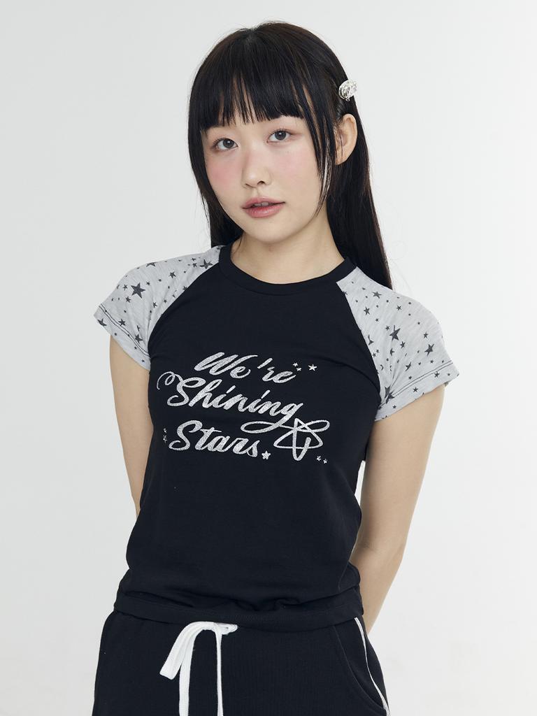 ADOREBELLE Shining Star Raglan Tee - Black