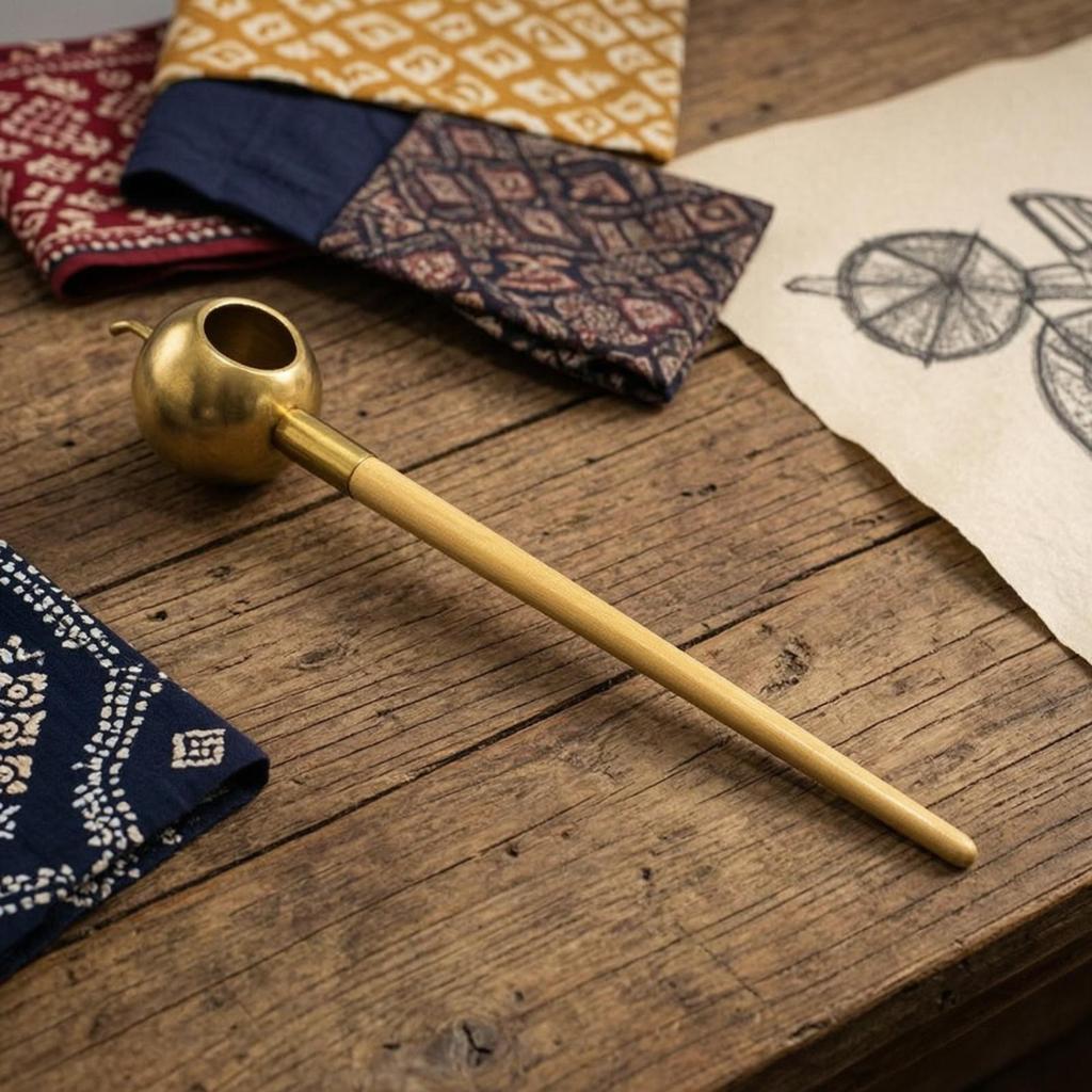 Beeswax-Dye Copper Pot Pen Gold-Toned Batik with Wooden Handle for Artists,
