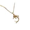 Trendy Titanium Steel Dolphin Necklace with Zircon Inlay