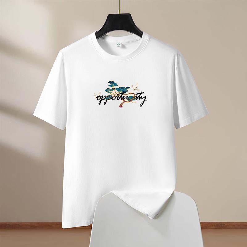 

8 Colors S-6XL Men Cotton Short Sleeve T-Shirt Man Round Neck Casual Tee 4XL чорний