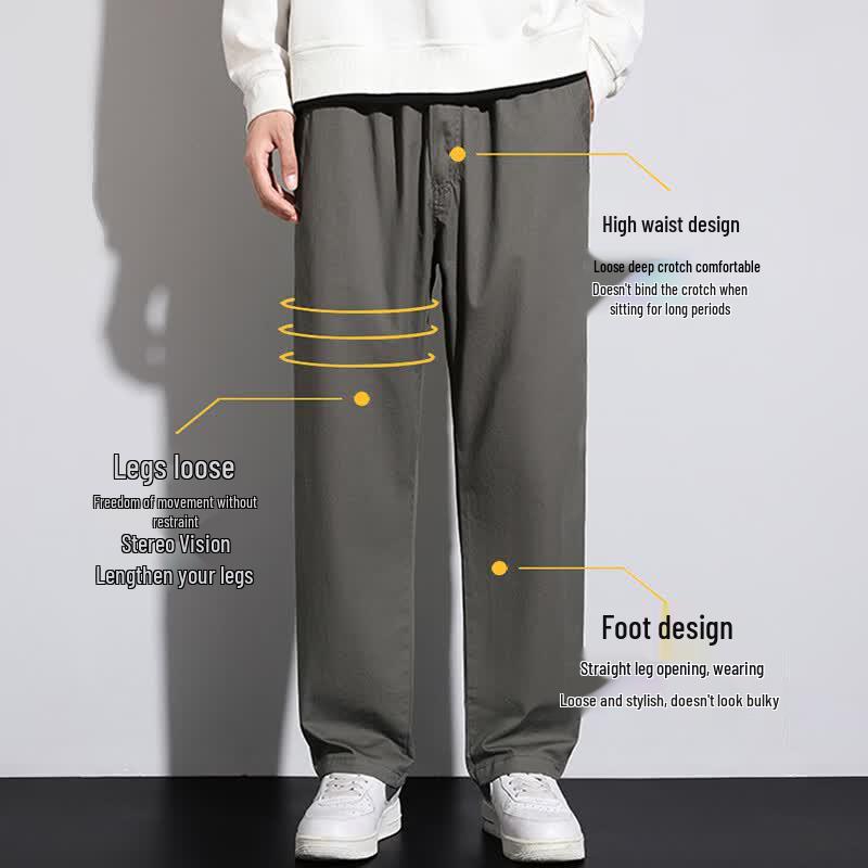 Yalu Men's Loose-Fit Pure Cotton Straight Cargo Pants