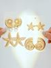 4Pcs Vintage Summer Starfish Conch Earring Set Gold Color Imulated Pearl Stud Drop Earrings for Women Beach Daily Jewelry Gifts
