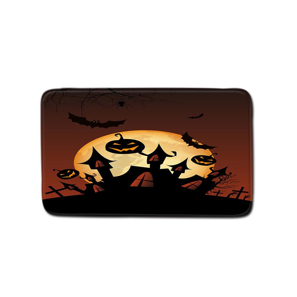 Halloween Shower Curtain Floor Mat Combination Four-Piece Set Bathroom Toilet Carpet Shower Room Foot Mat