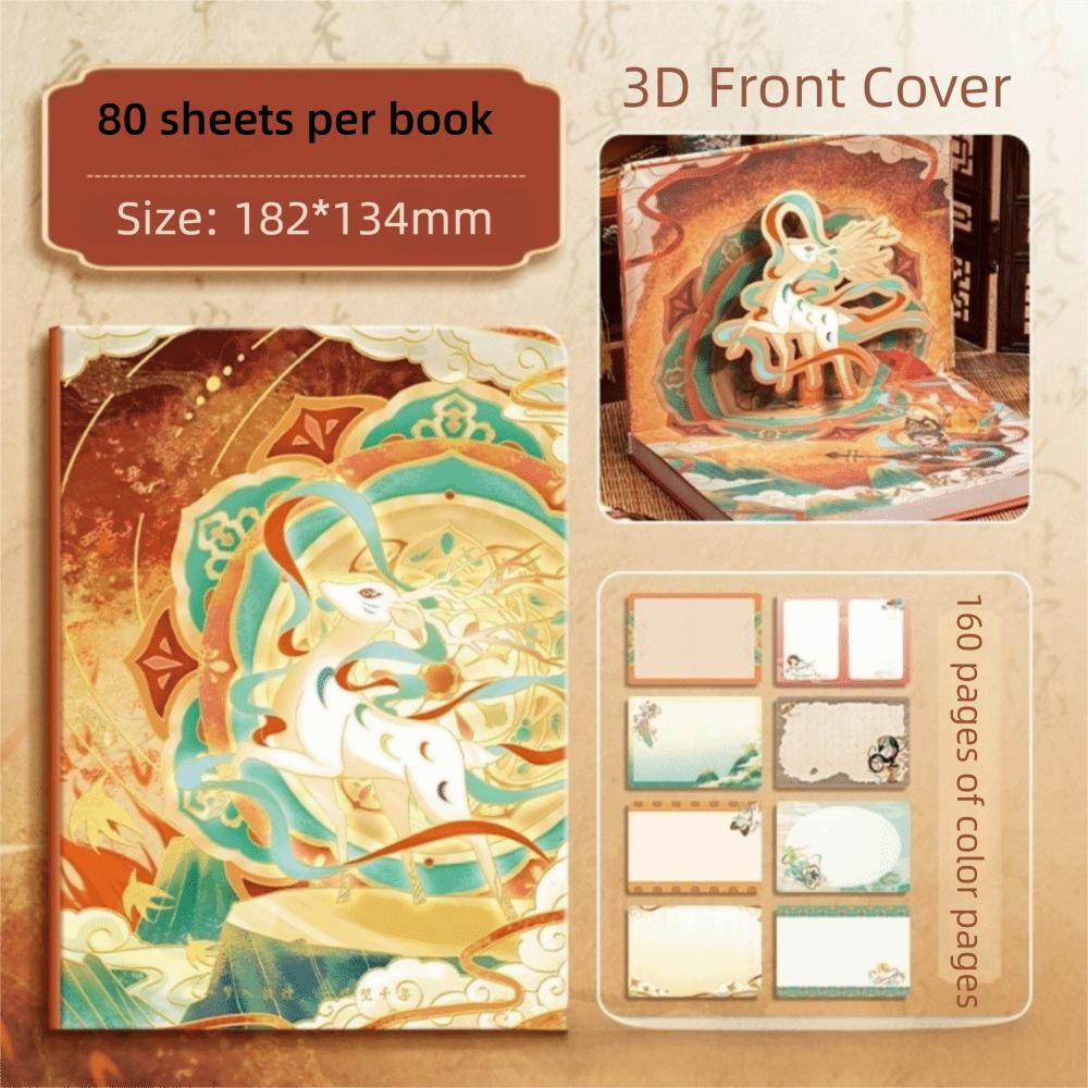 Good-looking 3D Pattern Scrapbook Full-Color Notepad Chinese Style Notebook  Office Supply