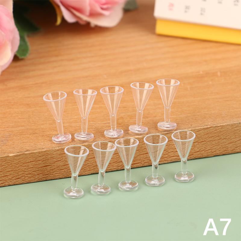 10Pcs Mini Red Wine Cup Simulation Furniture Wine Glass Goblet for Dollhouse Decoration 1:12 Dollhouse Miniature Accessories