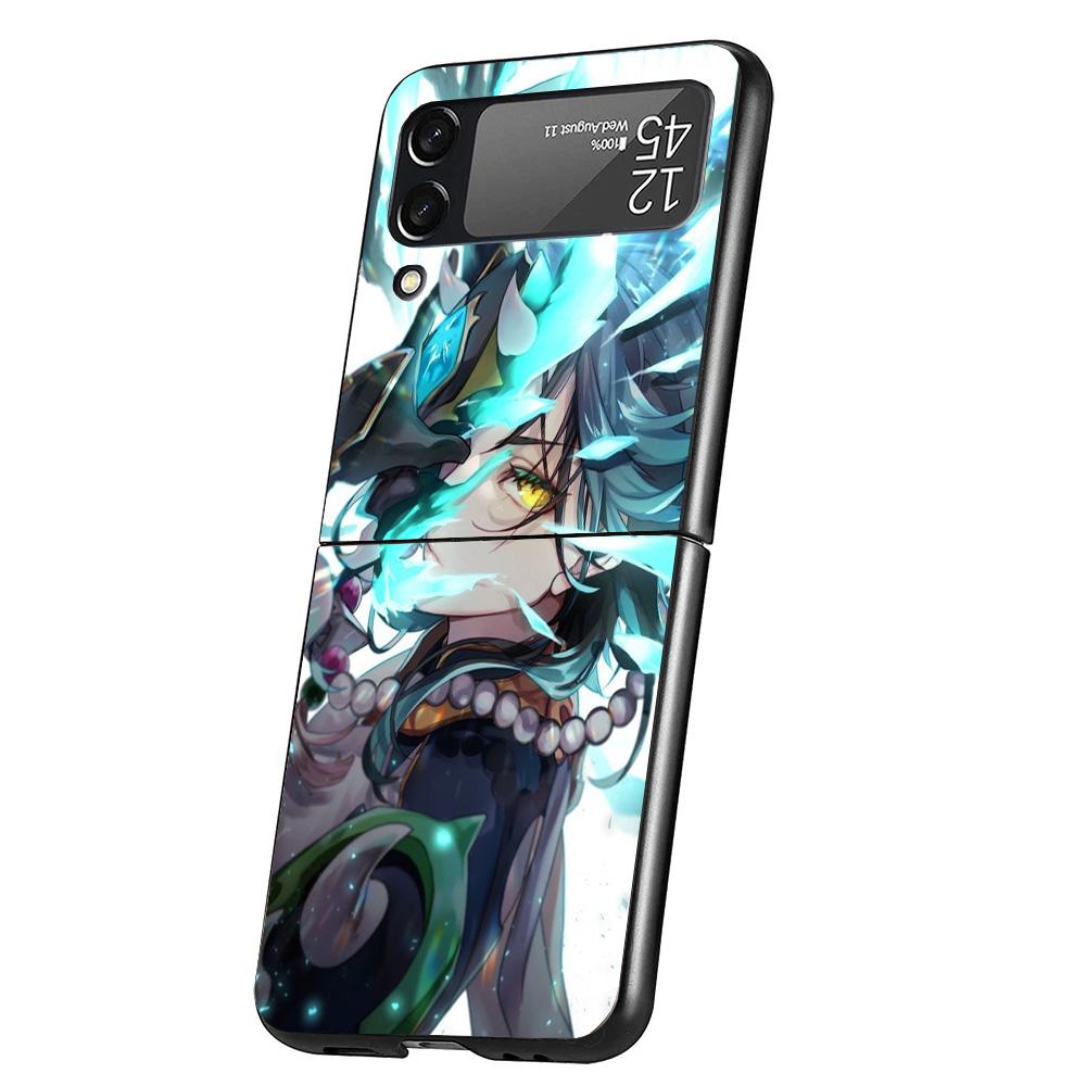 Xiao Genshin Impact Cover Phone Case For Samsung Galaxy Z Flip 7 6 5 4 3 5G Flip7 Flip6 Flip5 Flip4 Flip3 Black Fundas Shell Gal