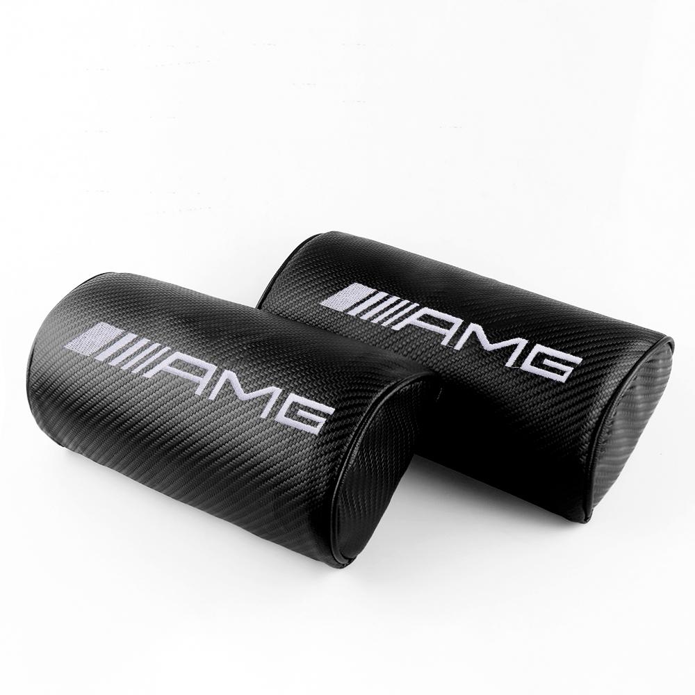 

2PCS Car Headrest Pu Leather Neck Head Support Pillow For Mercedes Benz AMG W124 W176 W212 X253 C260 W203 W168 GLK GLA W140 W201