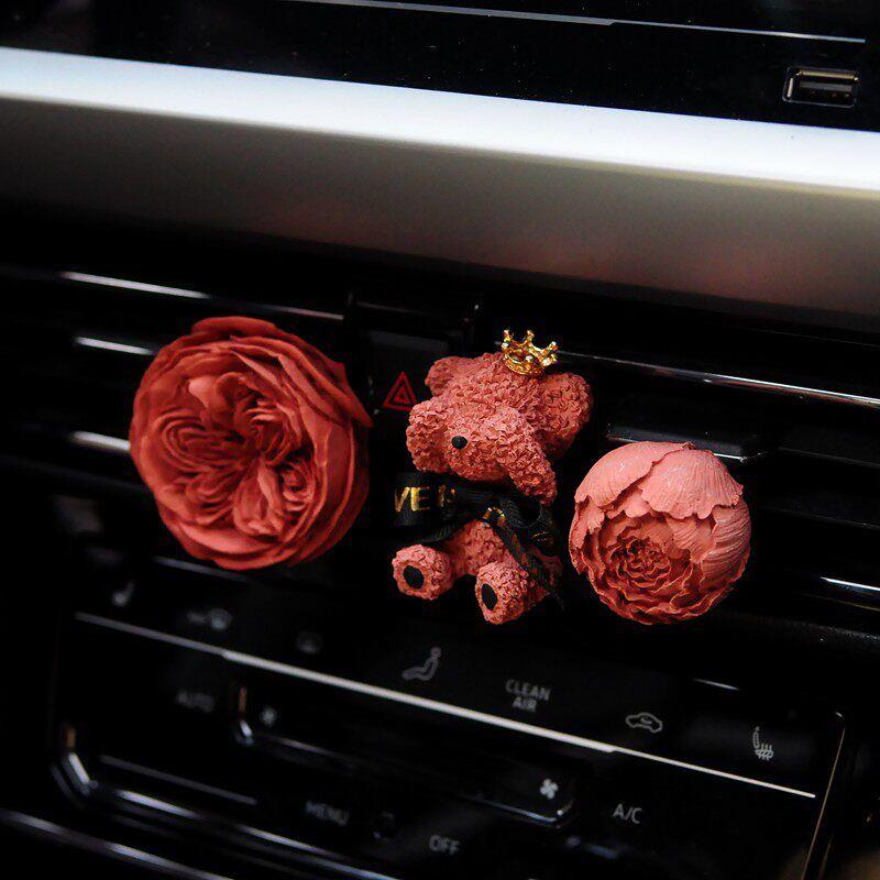 Preserved Fresh Flower Austin Rose Fragrant Stone Car Air Outlet Aromatherapy Retro Fancy Ins Style Car Interior