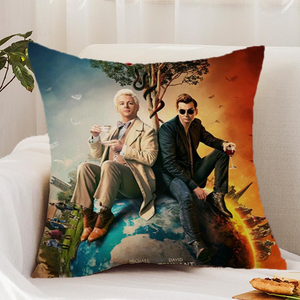 Tv G-Good O-Omens Cushion Cover Premium Comfort Reversible Pillow Cover - Dual - Use Design for Home & Car