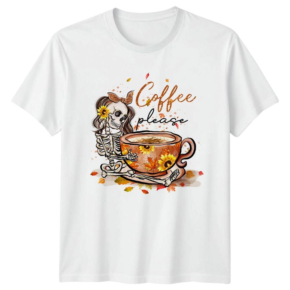 Coffee Please Unisexs TShirt Autumn Fall Coffee Halloween Gift For Her