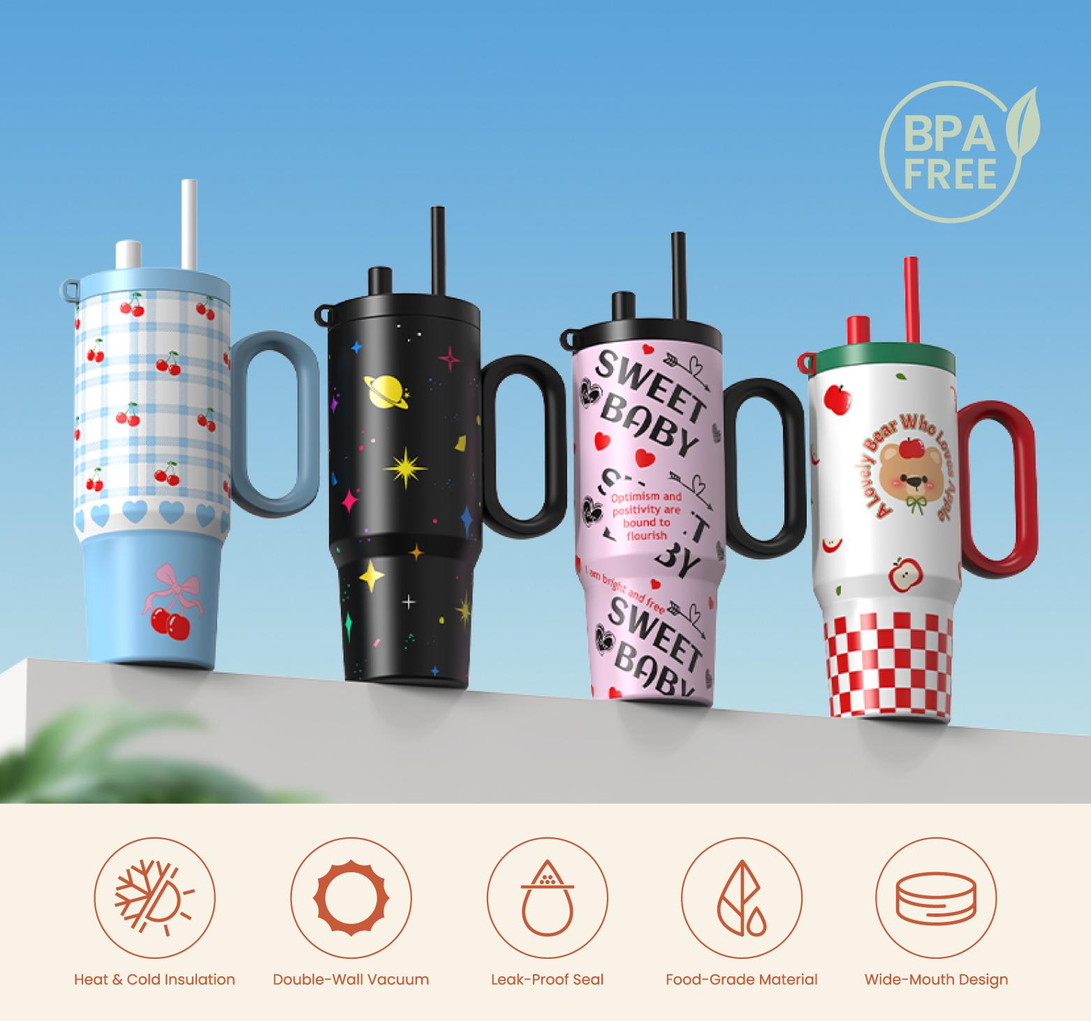 Custom Logo 25oz Plaid Tumbler Handle Stainless Steel Vacuum Tumbler Eco-Friendly Large Capacity Academy Badge Design Pc 750ml небесно-голубой