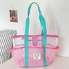 Pink Swimming Bag Large Capacity Vacation Beach Bag Portable Tote Mesh Sport Storage Bag Breathable Travel Toiletry Shower Bag