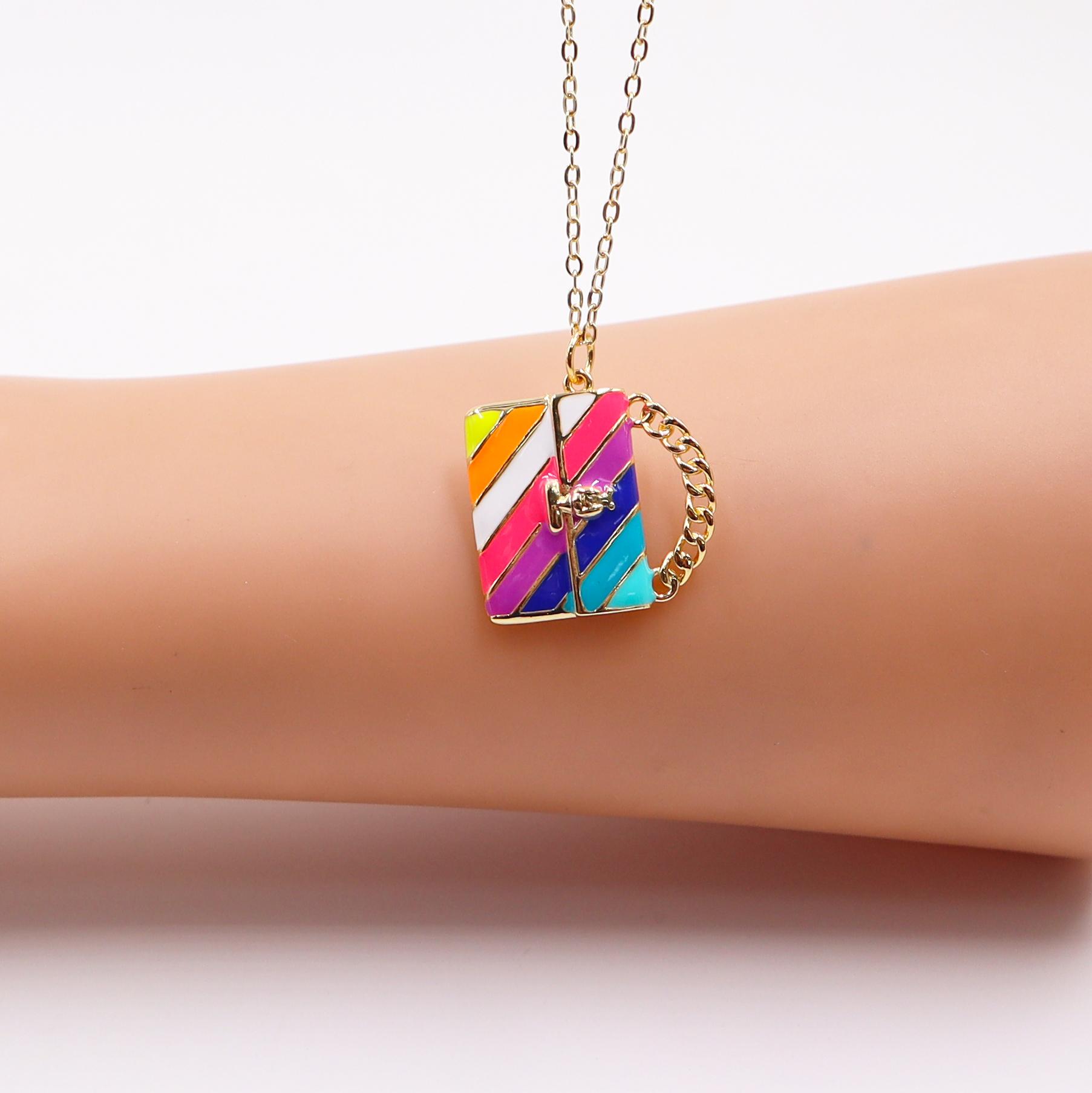 Personalized Geometric Pendant Copper Drip Oil Bag Boat Pendant Necklace Fashion Woman Zircon For Birthday Party Daily Wear