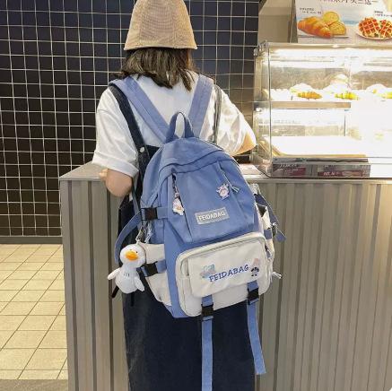 Schoolbag Female College Student Campus Canvas Bag Grades 3 to 5 and 6 Large Capacity Middle School Student Junior High School Student Backpack Female