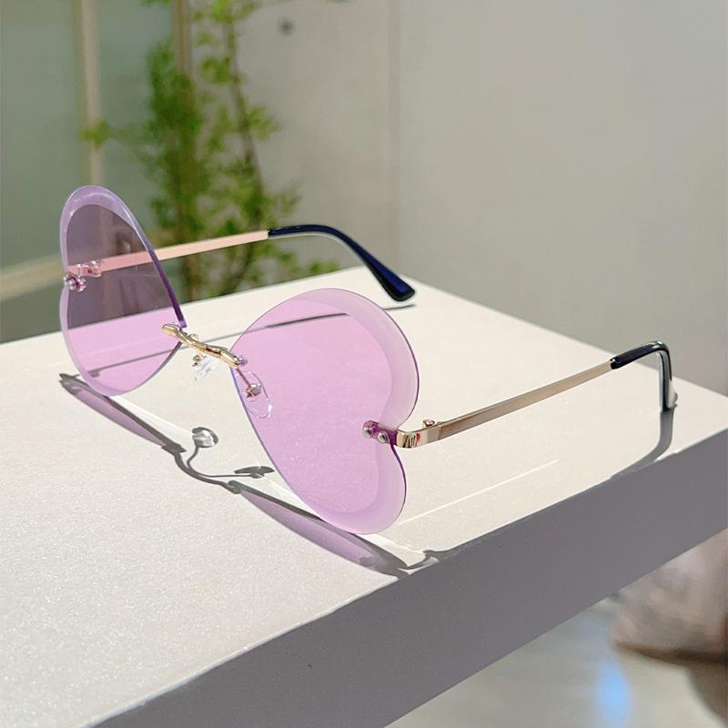 Rimless Butterfly Shaped Sunglasses Women  New Fashion Vintage Outdoor Shades Trendy Brand Design Casual Sun Glasses