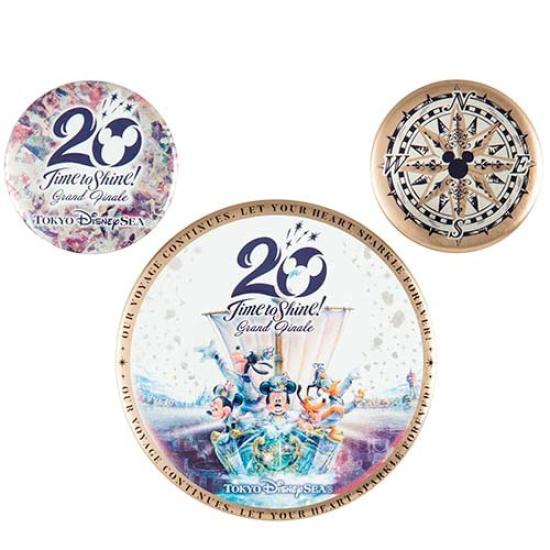 Mickey Friends Tin Badge Set DisneySea 20th Anniversary Grand Finale Time To Disney Merchandise Souvenir & [Tokyo Exclusive] Shine!