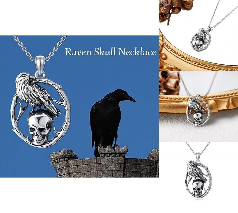 Unique Gothic Skull Necklace With Zinc Alloy Material And Crow Shape Design For Women