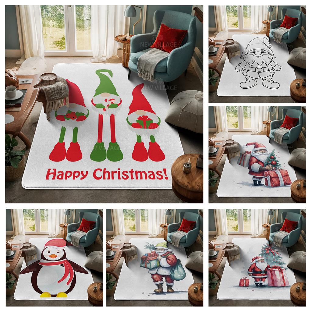 House Entrance Carpet Home Door Mat Living Room Bath Foot Bathroom Non-slip Water Absorption Rugs Bath Merry Christmas Winter