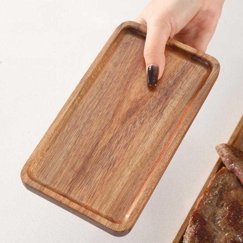 Natural Wood Display Tray Portable Kitchen Storage Plate for Tableware and Cups Japanese Inspired Home Adults Use