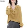 ZANZEA Women Ruffles V-Neck Casual Long Sleeve Blouse