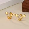 Star Zircon & Cat Kitten Stainless Steel Ear Clip Women Mama 18K Gold-plated Anti Rust Earring Wedding Jewelry accessories Gift