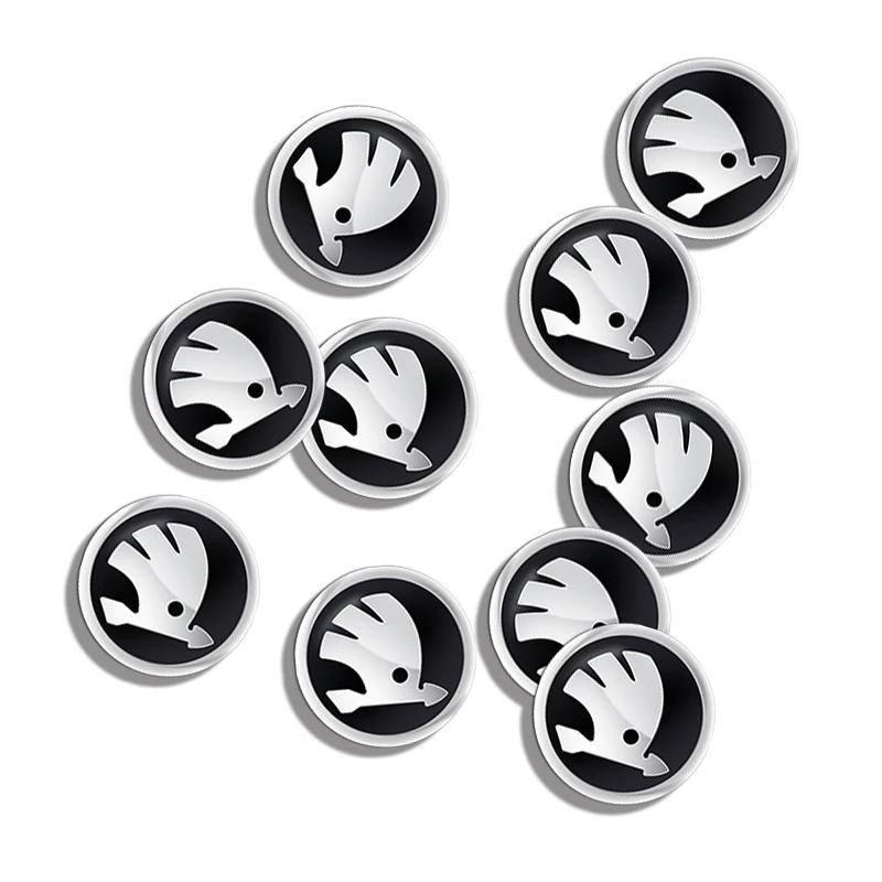 bqfhy4 11mm 14mm Car Logo Styling Remote Control Key Sticker For Skoda Octavia MK2 MK 2 3 A5 A7 A8 Fabia Karoq Superb Rapid Kamiq Scala