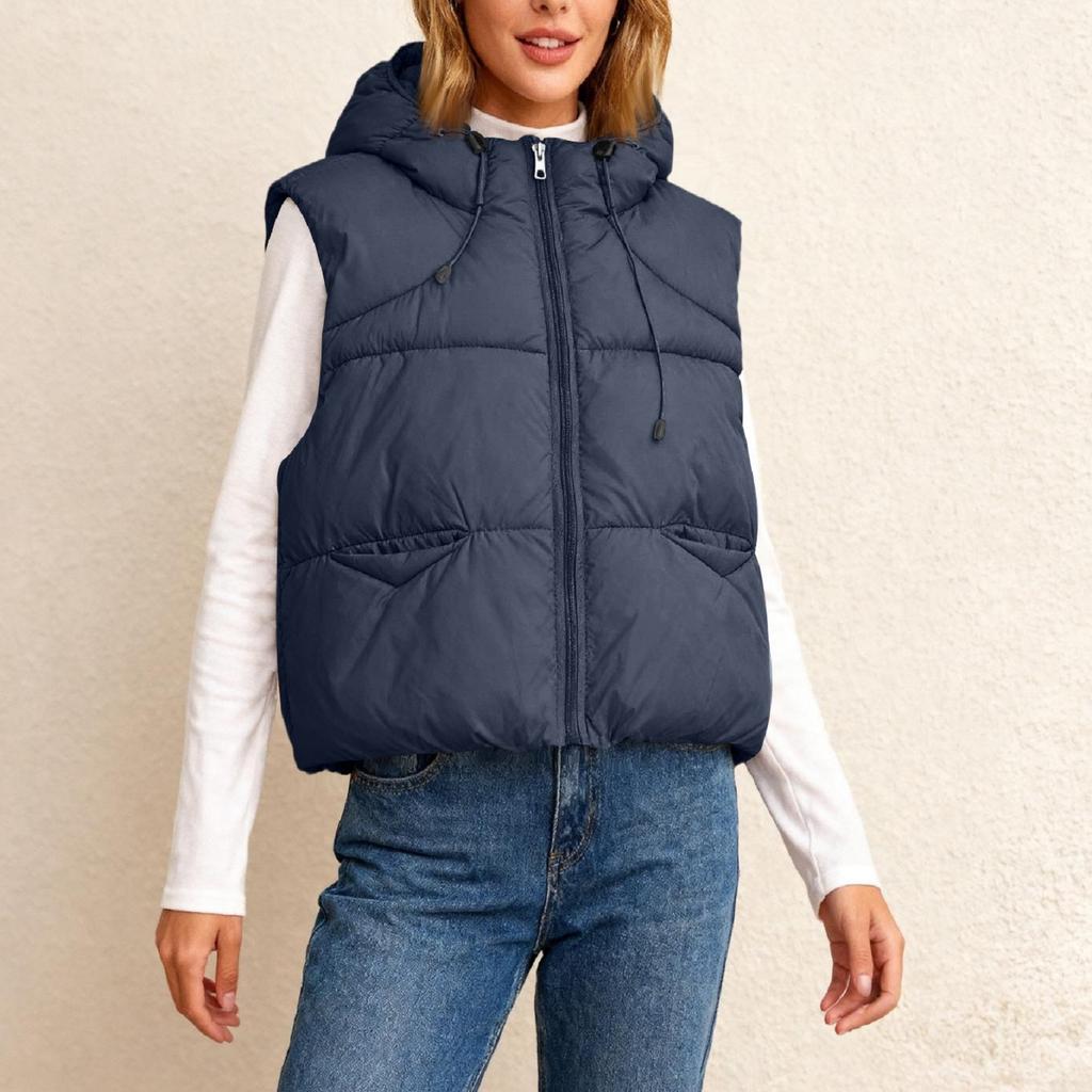 Women's Hooded Short Loose Slim Warm Down Vest