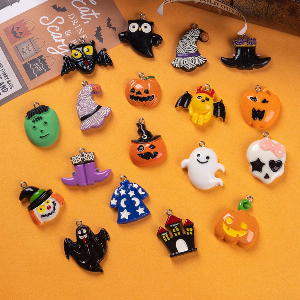 Halloween Resin Pendant Set - Spooky DIY Ornaments With Pumpkins, Skulls & Ghosts For Haunted Decor And Crafting
