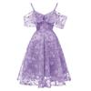 Bright Deer Women Cold Shoulder Bridesmaid Dress Floral Crochet Lace Ruffle Cami Strap Midi Dress for Wedding Evening Formal Party Cocktail Occasions