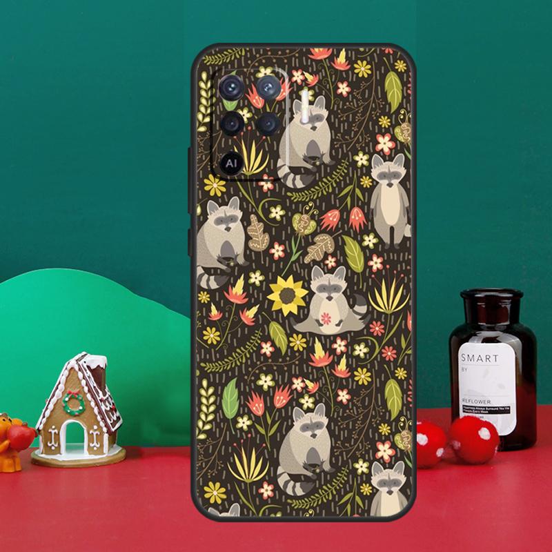 Cute Raccoon Case For Oppo A5 A6 Pro A15 A18 A38 A58 A78 A98 A54 A74 A94 A17 A57 A80 A60 A40 A16 A76 A96