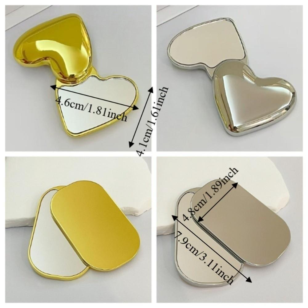 Zinc Zinc Alloy Heart Shape Makeup Mirror Mini Pocket Rotating Mirror Portable Mirror  Student Use