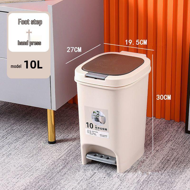 Large Odor-Proof Foot Pedal Trash Can with Lid for Home: Double Opening for Bedroom, Living Room, Kitchen, Bathroom, and Toilet.