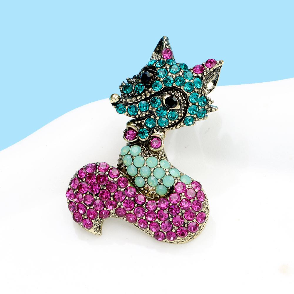 New Rhinestone Small Fox Brooch Animal Pin