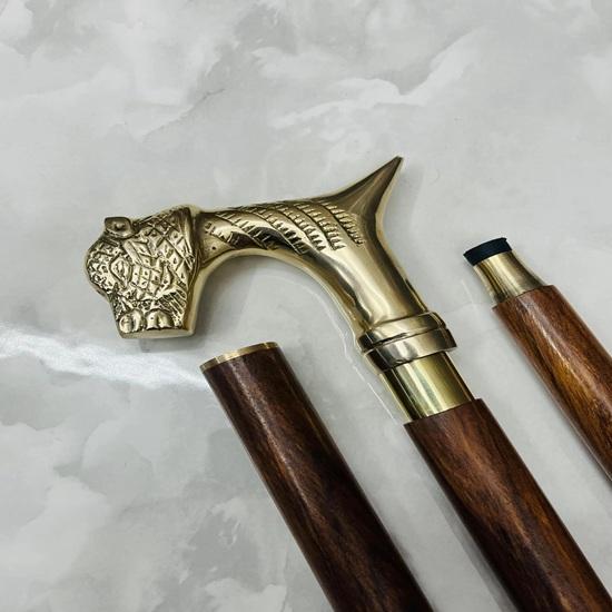 Handmade Wooden Walking Stick With Brass Tiger Head Handle 93.98 Cm Fathers Mothers Grandfather Grandmother Wedding Anniversary Gift