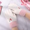 Love Warm Outdoor Cold and Warm Embroidered Knitted Gloves Student Fleece Thickened Autumn and Winter Ladies Touch Screen Gloves