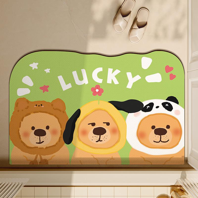 Badezimmer-Fußmatten mit starker Wasseraufnahme und schnell trocknendem Diatomeenerde-Material, rutschfest, Cartoon-Toilette, Toilettentür, Anti-Sturz-Fußmatte