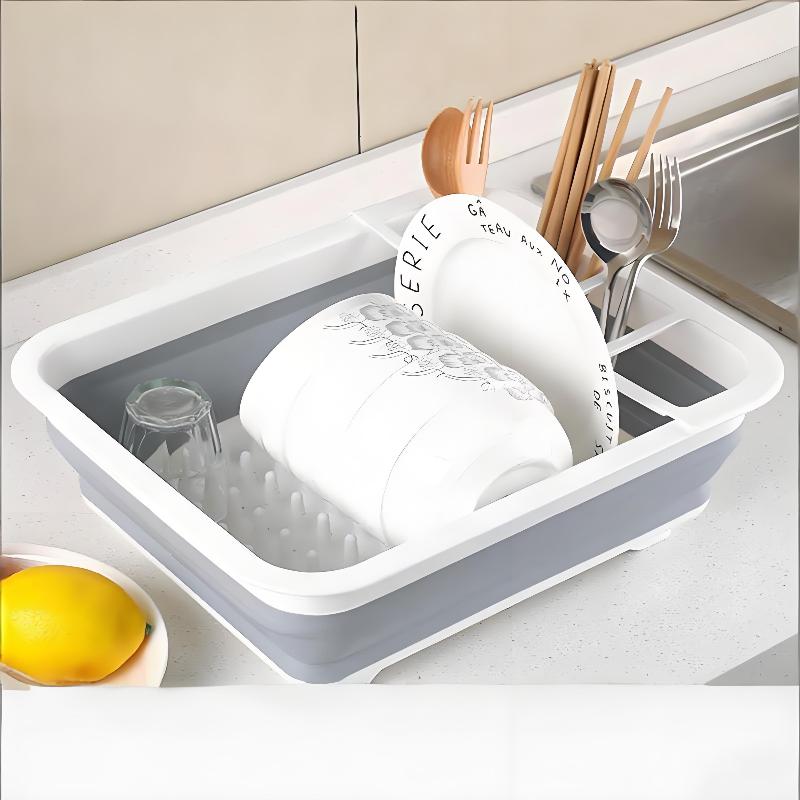 Foldable Dish Rack Space Saving Countertop Organizer Foldable Cutlery Rack Portable Kitchen Storage Drying Solution