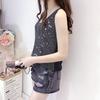 Summer Women's Ice Silk Diamond Camisole Women's Loose Short  Sleeveless V-neck Bottoming Shirt Tank Top