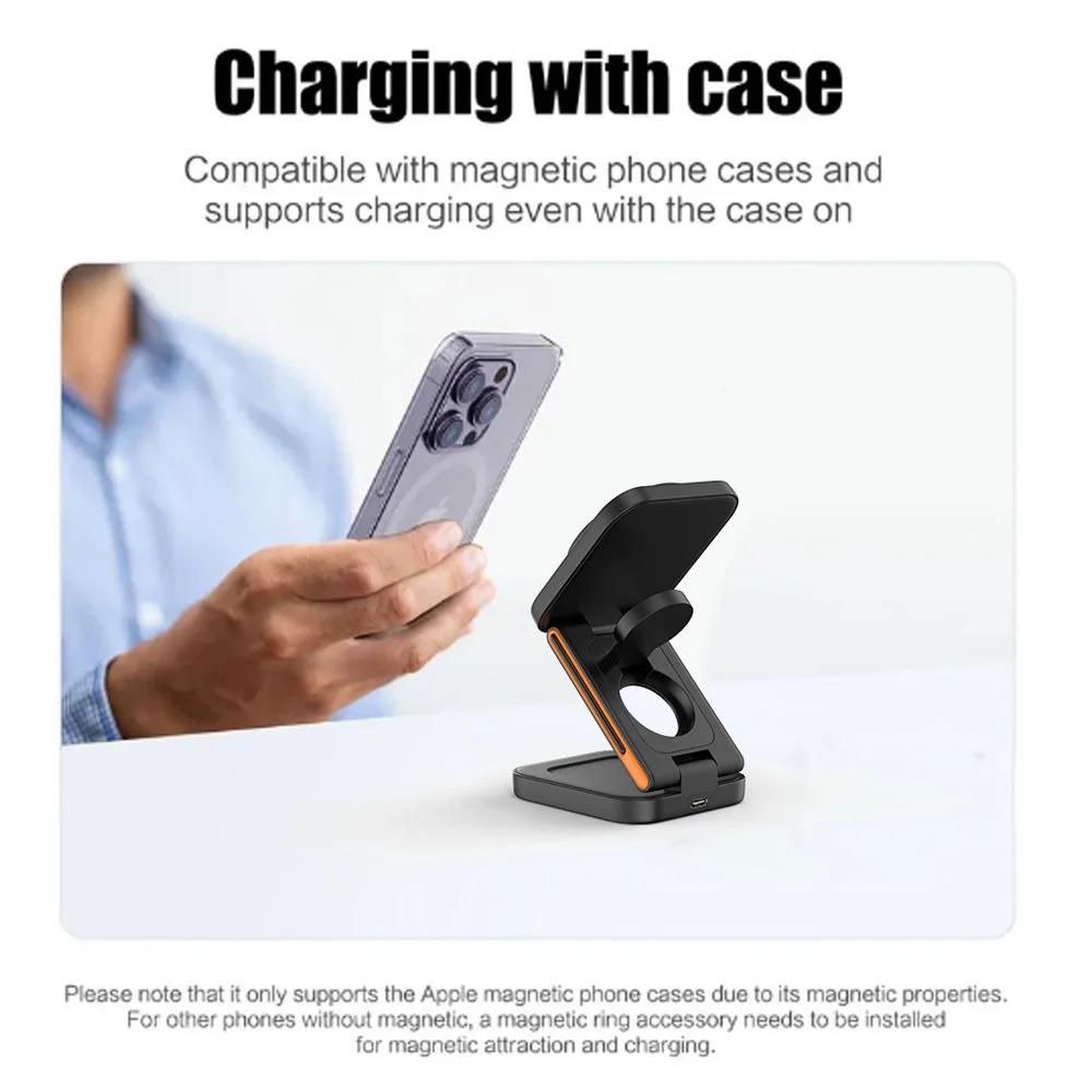 3 In 1 30W Wireless Charger iPhone Magnetic Foldable Wireless Charging Station for iPhone15 14 13 12 Pro  Watch 8 9 Airpods