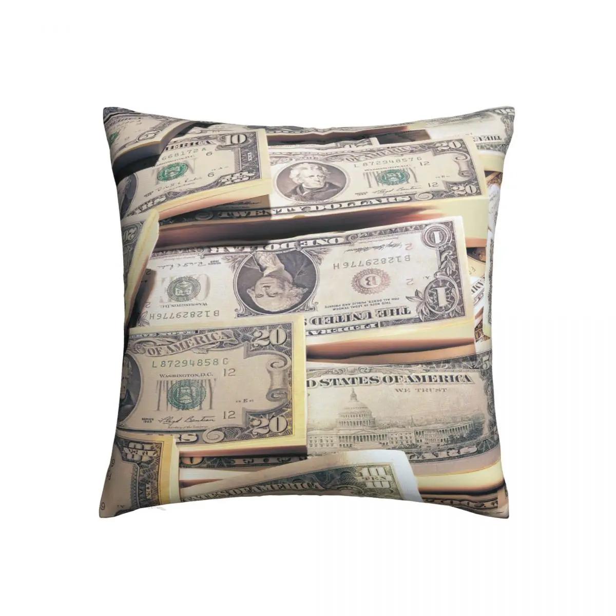 

Vintage Dollars Banknotes Pillowcase Printing Fabric Cushion Cover Decorations Throw Pillow Case Cover Seat Zipper 40X40cm 12x12Inch