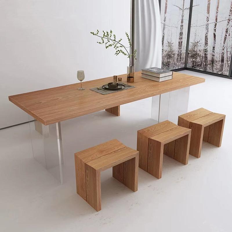 Nordic Ottomans Wooden Rectangular Stools Modern Small Footrest Decorative Low Living Room Benches Aesthetic Room Furniture