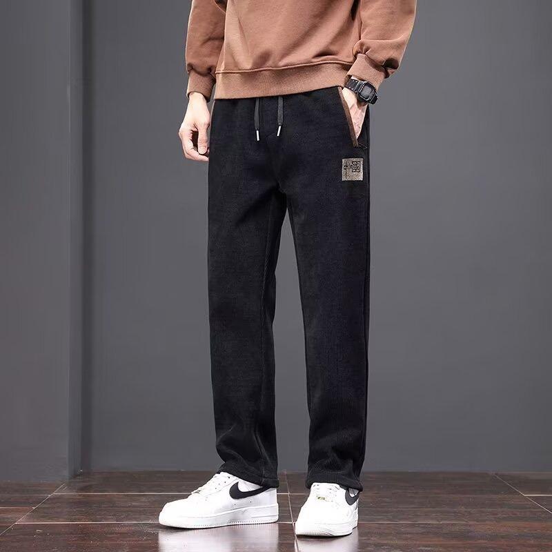 Corduroy Spring and Autumn Casual Pants Men's Loose Straight Embroidered Men's Casual Pants