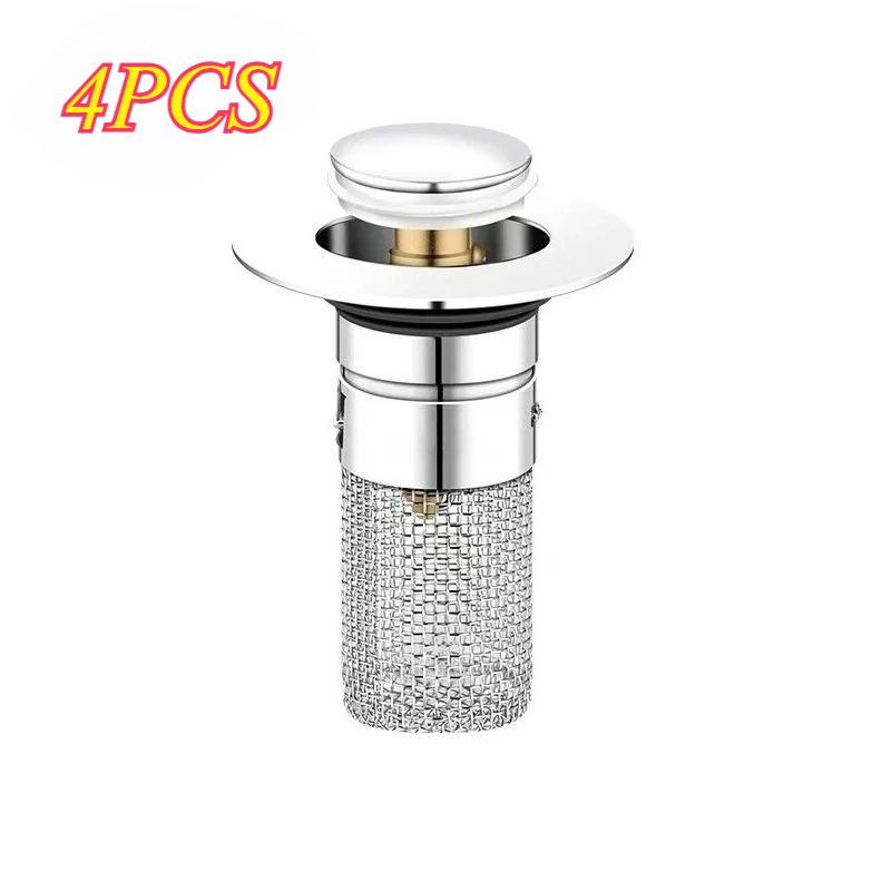 2/4pcs Pop-Up Sink Drain Strainer – Removable Basket! Clog-Preventing Hair Catcher for Bathtub/Shower/Sink