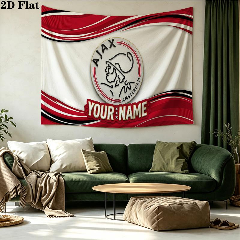 Custom Name AFC Ajax Printed Tapestry – Wall Hanging for Bedrooms, Dorms, and Home Decor