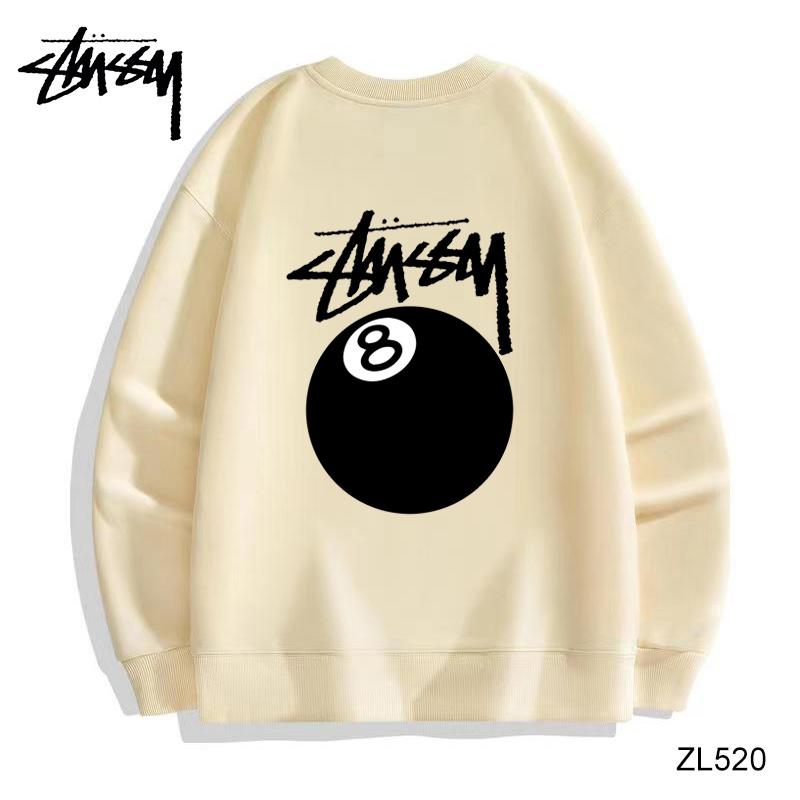 

Stussy зимний высококачественный хлопковый флисовый теплый свитер с круглым вырезом, черный свитер для пары с 8 бильярдными принтами